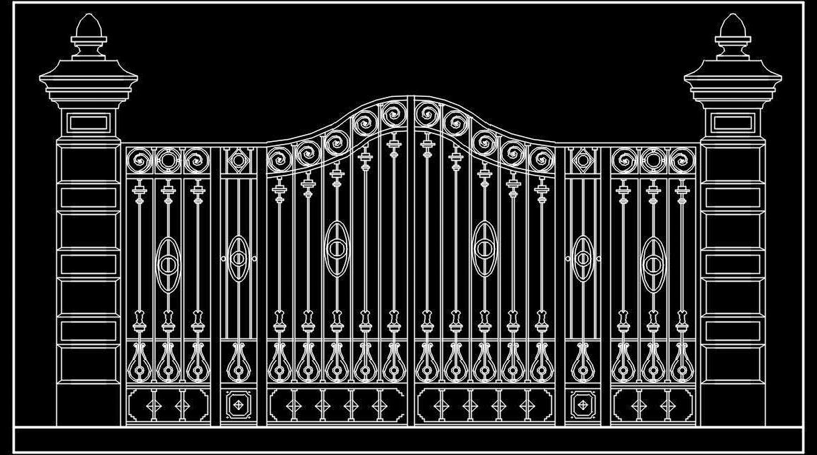 Iron Main Gate CAD Block for Villas, Bungalows, and Hotels